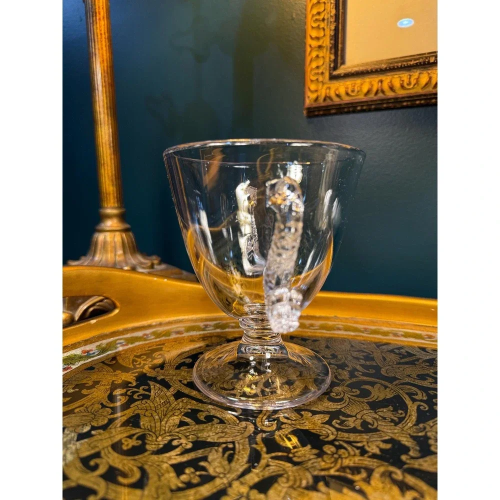 Vintage Glass Pedestal cup with Figural Fish Handles‎